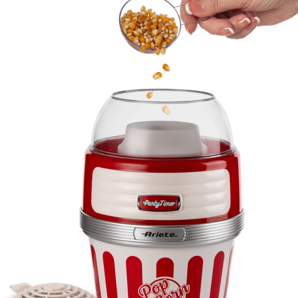 Ariete 2957 Machine à Popcorn Party Time XL – 1100 W Air Chaud Sans Huile | Bol Amovible Bleu Rétro Années 50 – Popcorn Maison Sain & Rapide