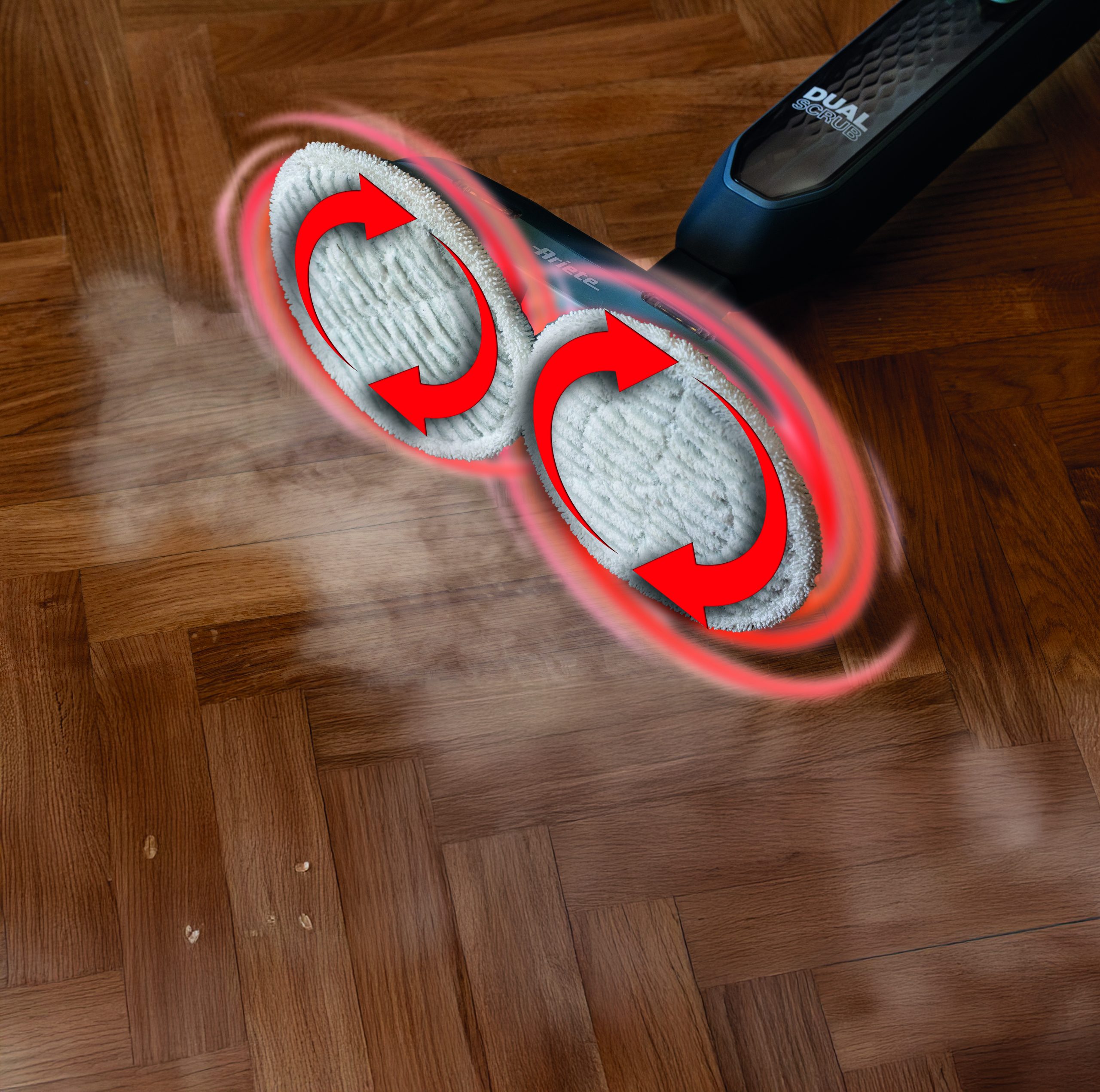 Ariete STEAM MOP, sa dve rotirajuce cetke, Parocistac (4178) plavi - Image 4