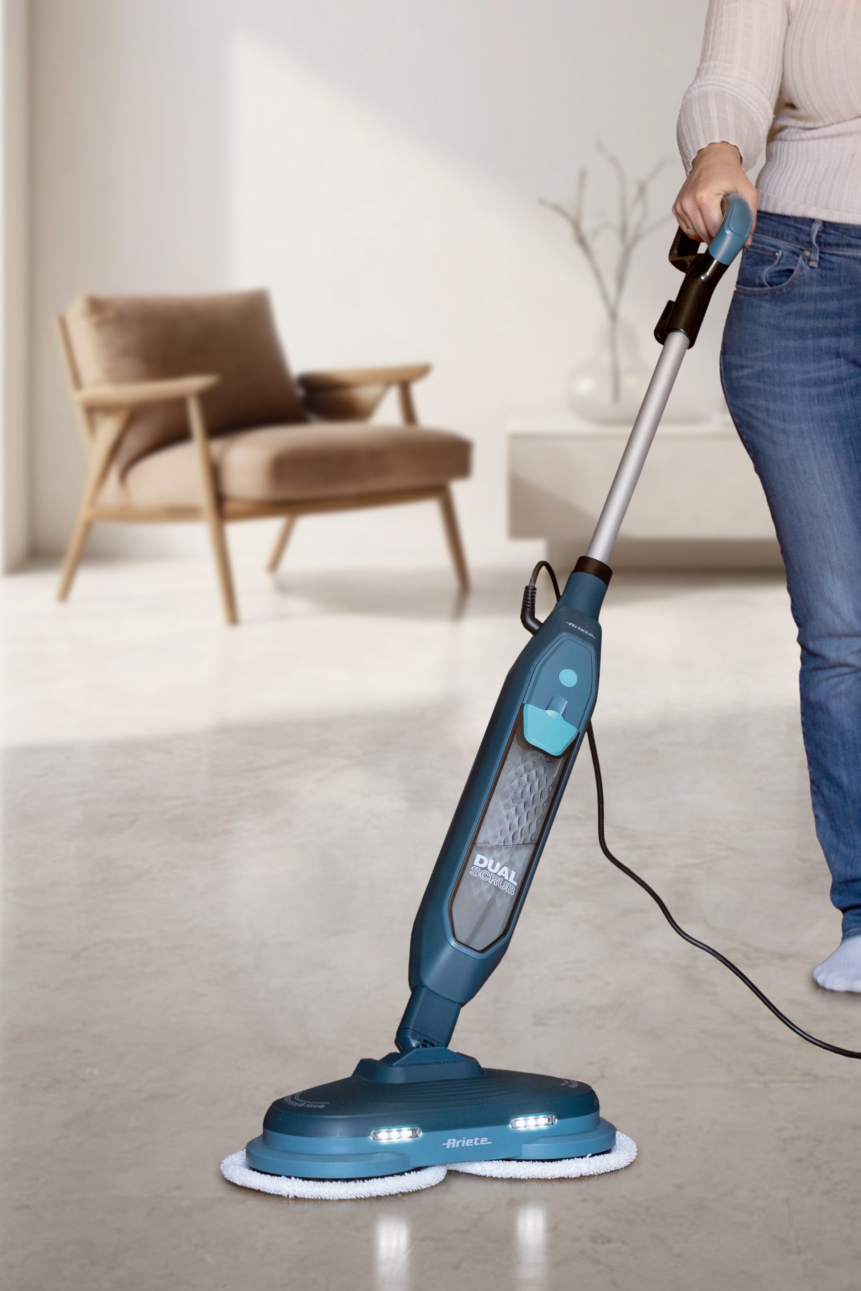 Ariete STEAM MOP, sa dve rotirajuce cetke, Parocistac (4178) plavi